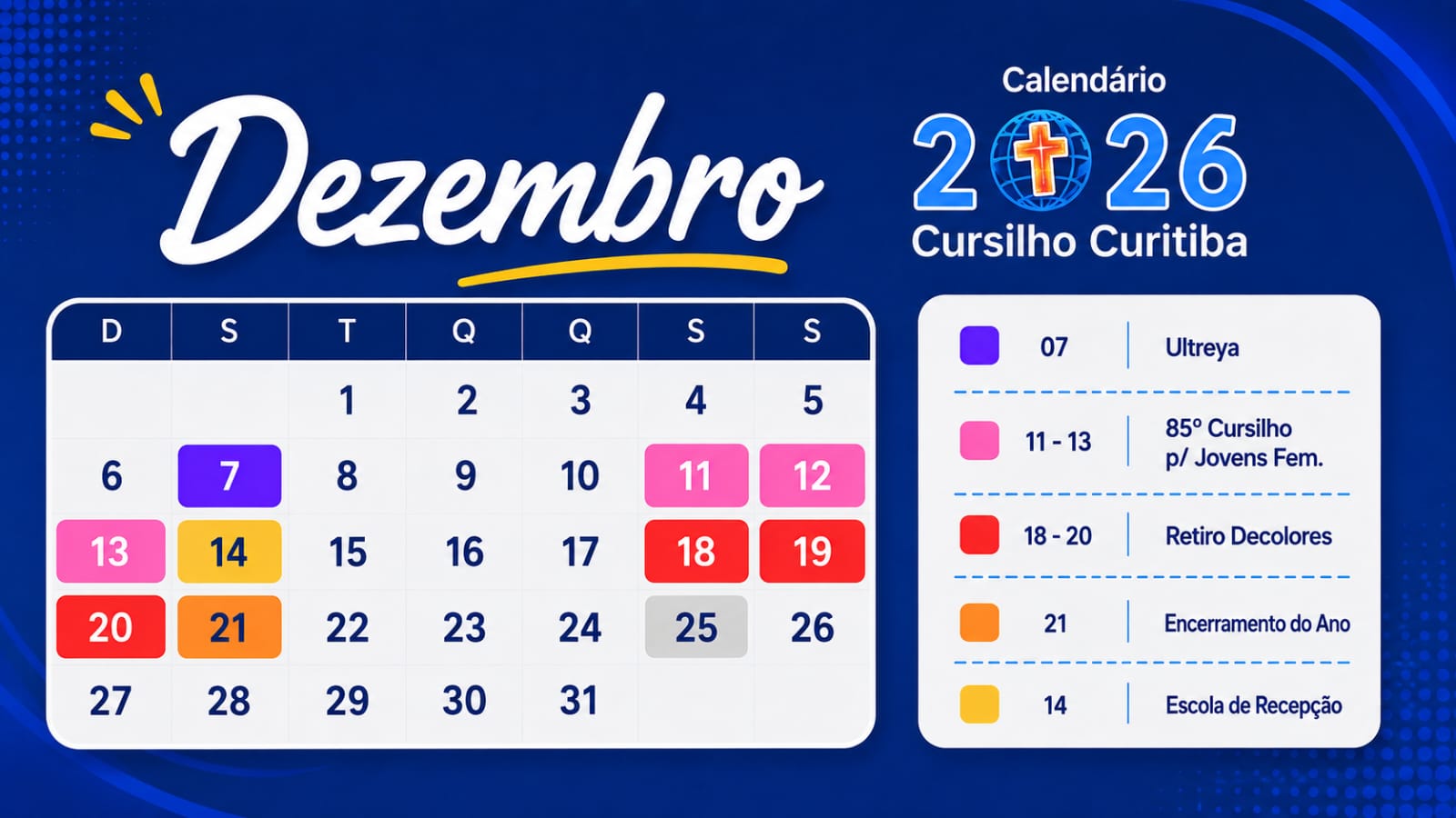 Agenda de Dezembro 2026 - Cursilho Curitiba